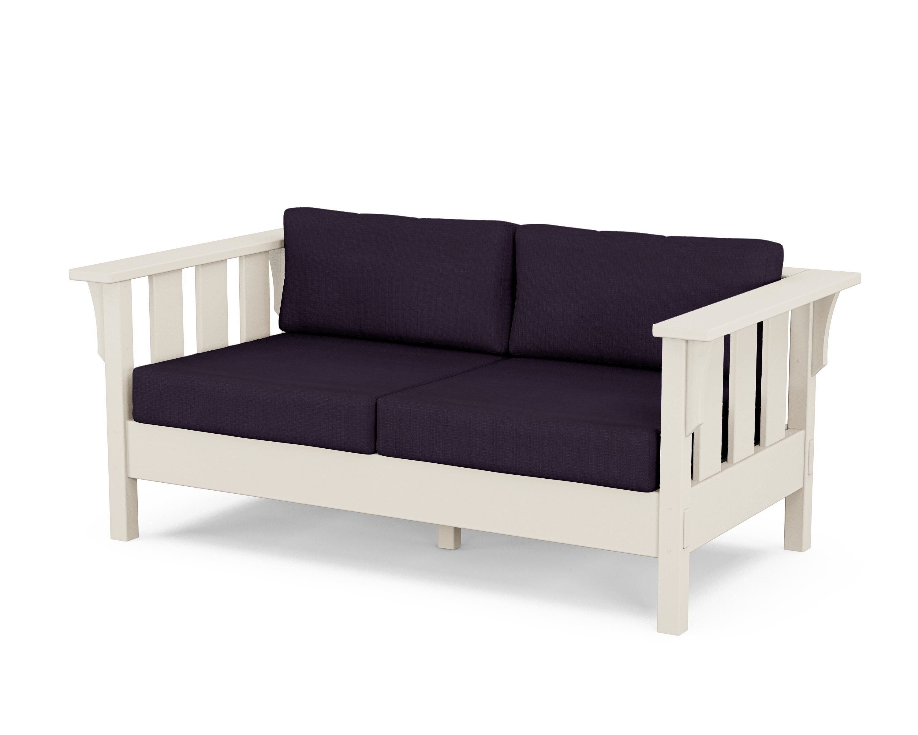 Martha Stewart by POLYWOOD® Acadia Deep Seating Loveseat in Sand / Navy Linen