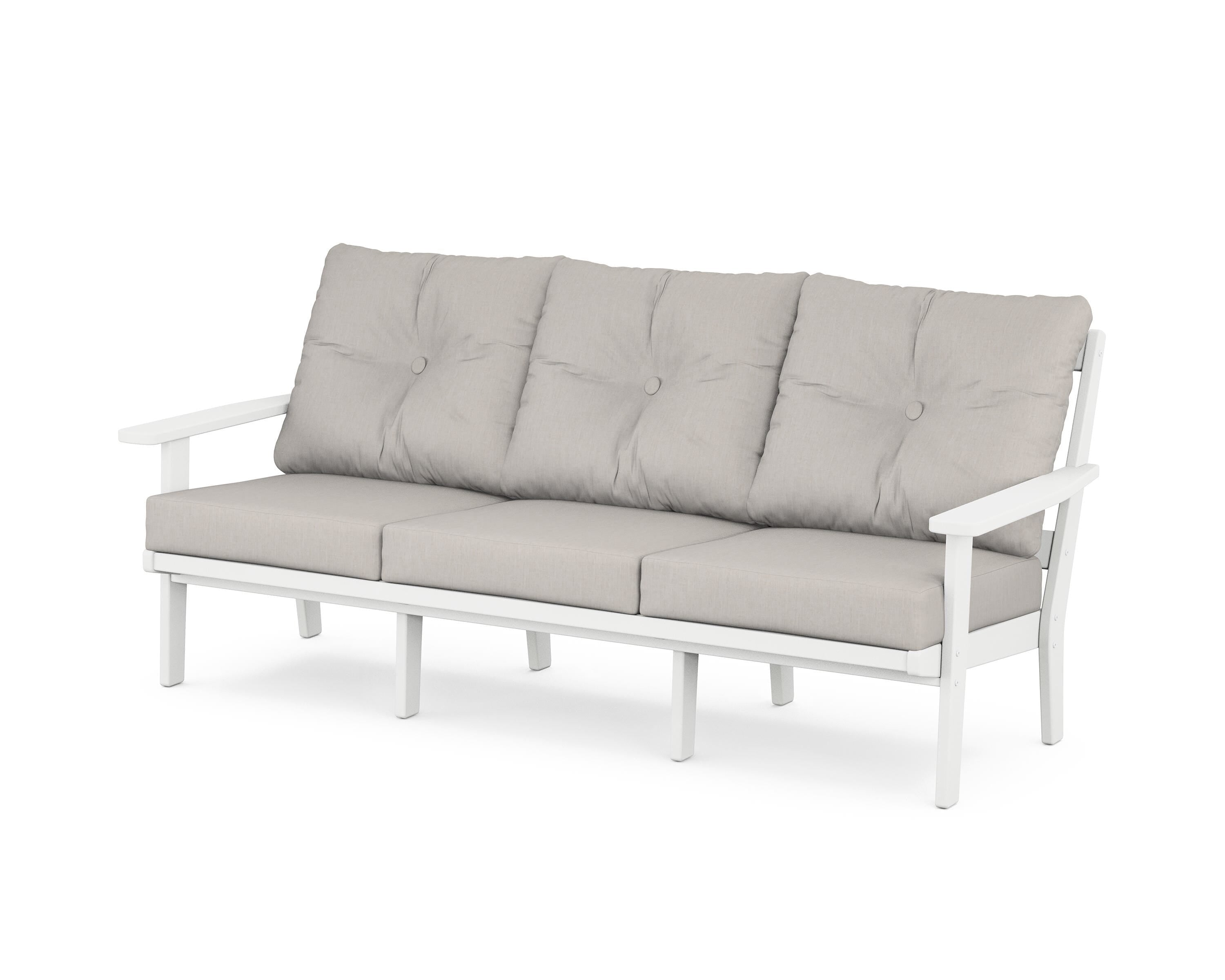 POLYWOOD® Prairie Deep Seating Sofa in White / Cast Ash