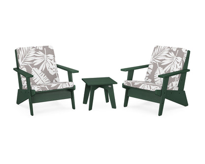POLYWOOD® Riviera Modern Lounge 3-Piece Set in Green / Leaf Grey Mist