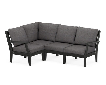 POLYWOOD® Braxton Modular 4-Piece Deep Seating Set in Black / Ash Charcoal