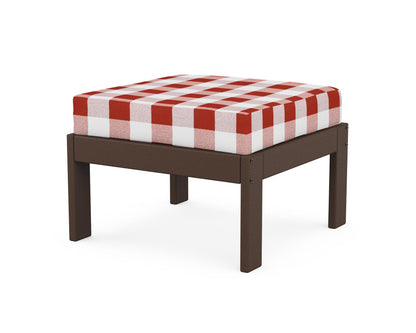 POLYWOOD® Vineyard Modular Ottoman in Mahogany / Buffalo Plaid Crimson