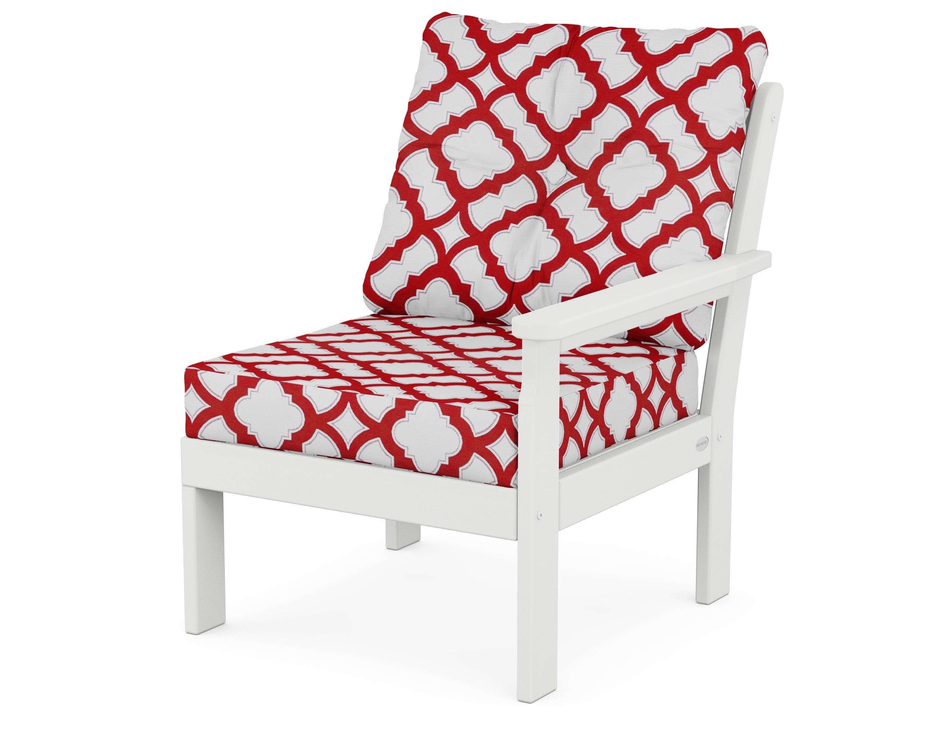 POLYWOOD® Vineyard Modular Right Arm Chair in White / Trellis Crimson