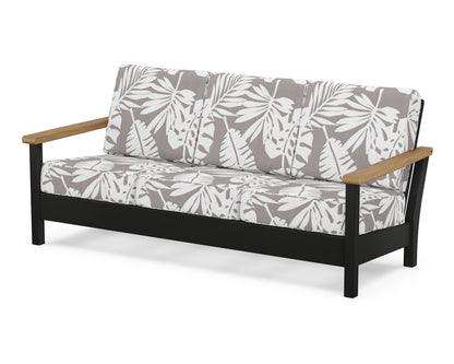 POLYWOOD® Harbour Deep Seating Sofa in Black / Natural / Leaf Grey Mist