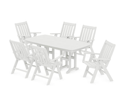 POLYWOOD® Vineyard Folding Chair 7-Piece Dining Set in White