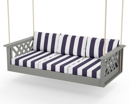 Country Living Wovendale Daybed Swing in Slate Grey / Cabana Stripe Navy
