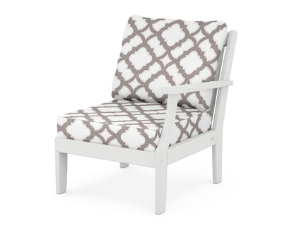 POLYWOOD® Braxton Modular Right Arm Chair in White / Trellis Grey Mist