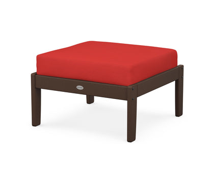 POLYWOOD® Braxton Deep Seating Ottoman in Mahogany / Crimson Linen