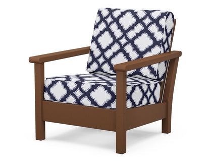 POLYWOOD® Harbour Deep Seating Chair in Teak / Trellis Navy
