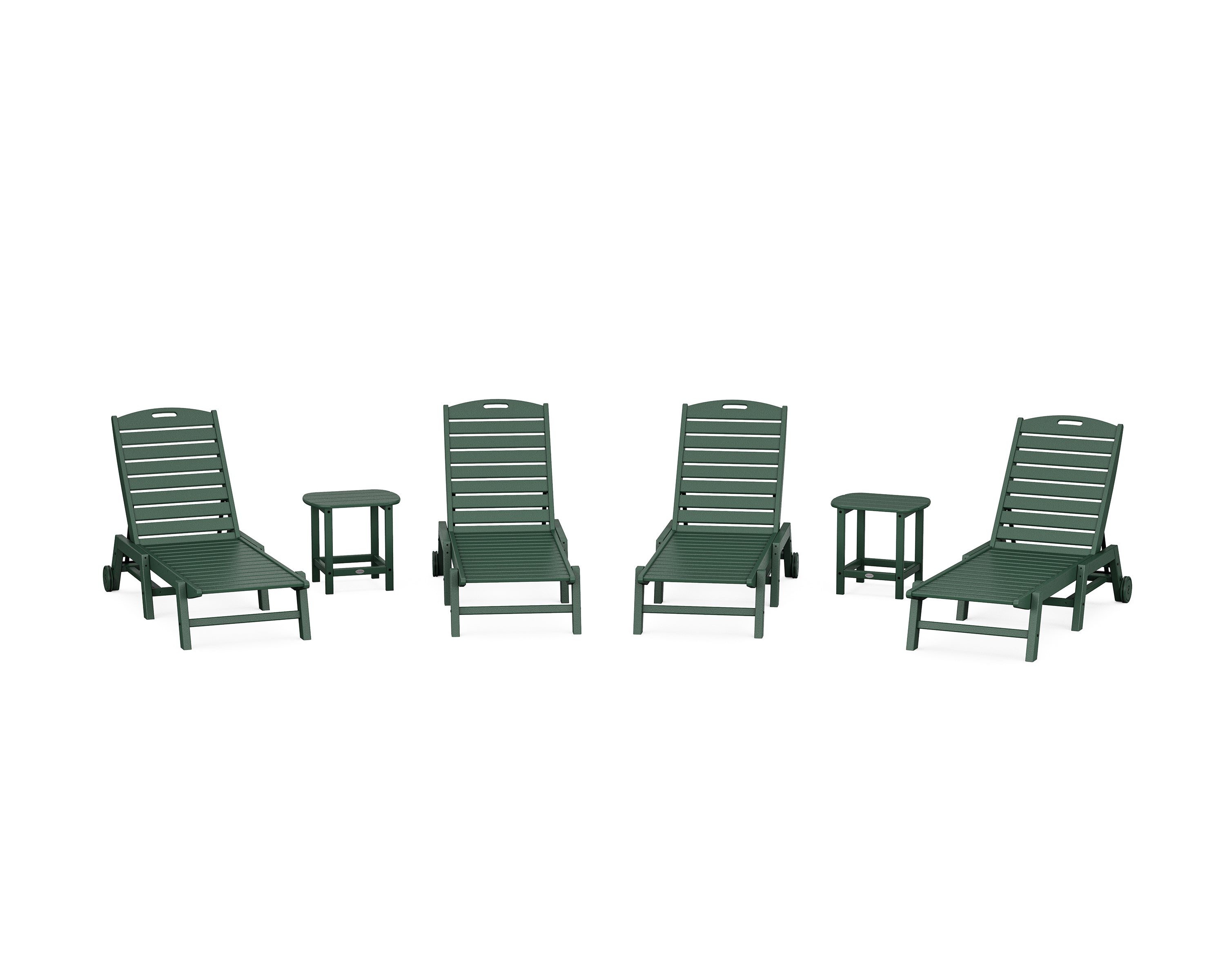 POLYWOOD® Nautical Chaise 6-Piece Set with Wheels in Green
