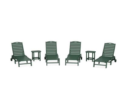 POLYWOOD® Nautical Chaise 6-Piece Set with Wheels in Green