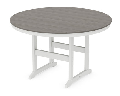 POLYWOOD® 60" Round Farmhouse Counter Table in White / Driftwood