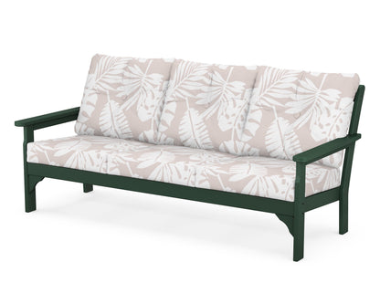 POLYWOOD® Vineyard Deep Seating Sofa in Green / Leaf Dune Burlap