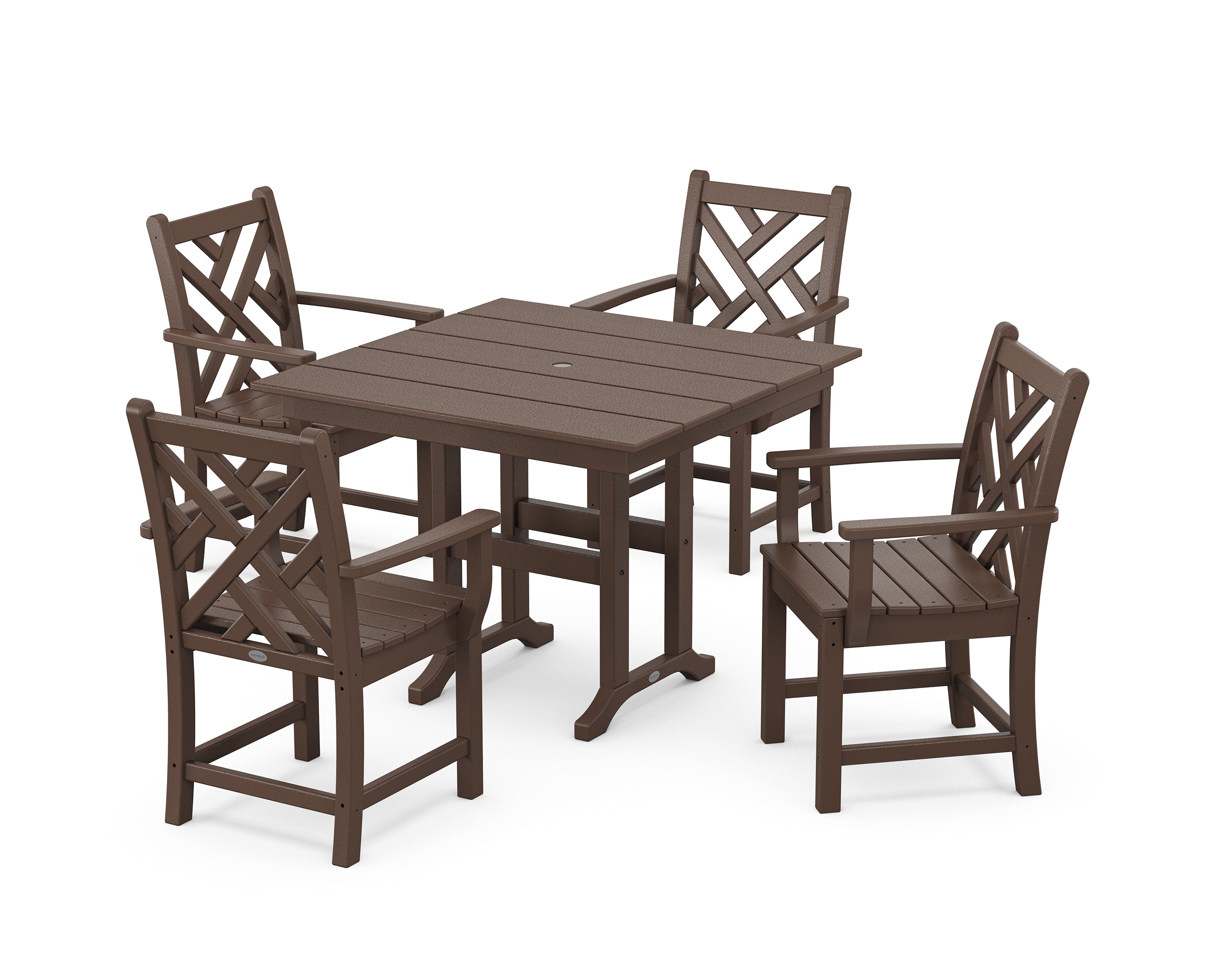 POLYWOOD® Chippendale 5-Piece Farmhouse Dining Set in Mahogany