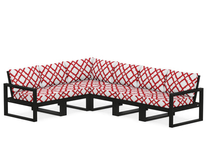 POLYWOOD® EDGE 6-Piece Modular Deep Seating Set in Black / Trellis Crimson
