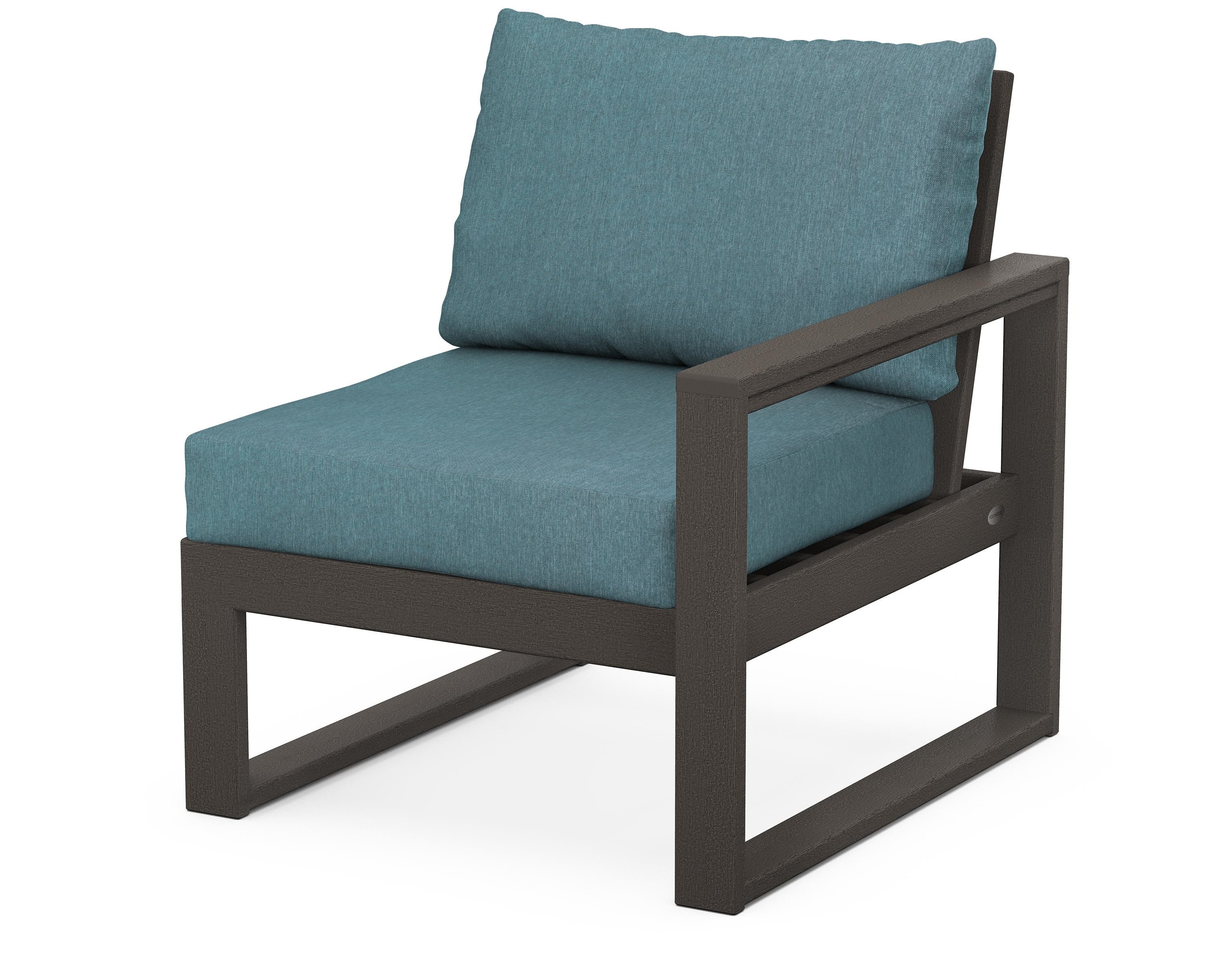 POLYWOOD® EDGE Modular Right Arm Chair in Vintage Coffee / Ocean Teal
