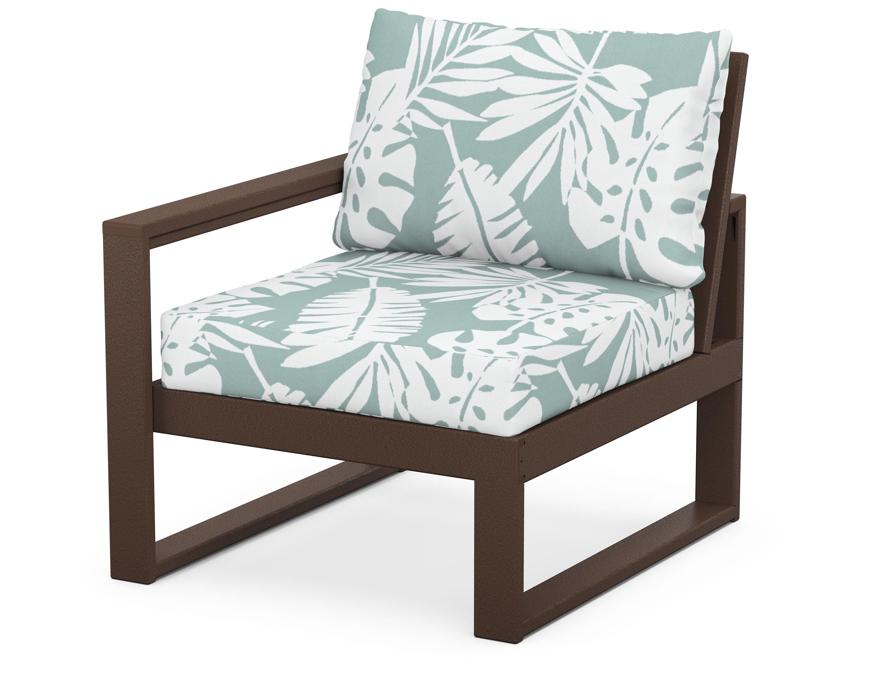 POLYWOOD® EDGE Modular Left Arm Chair in Mahogany / Leaf Glacier Spa