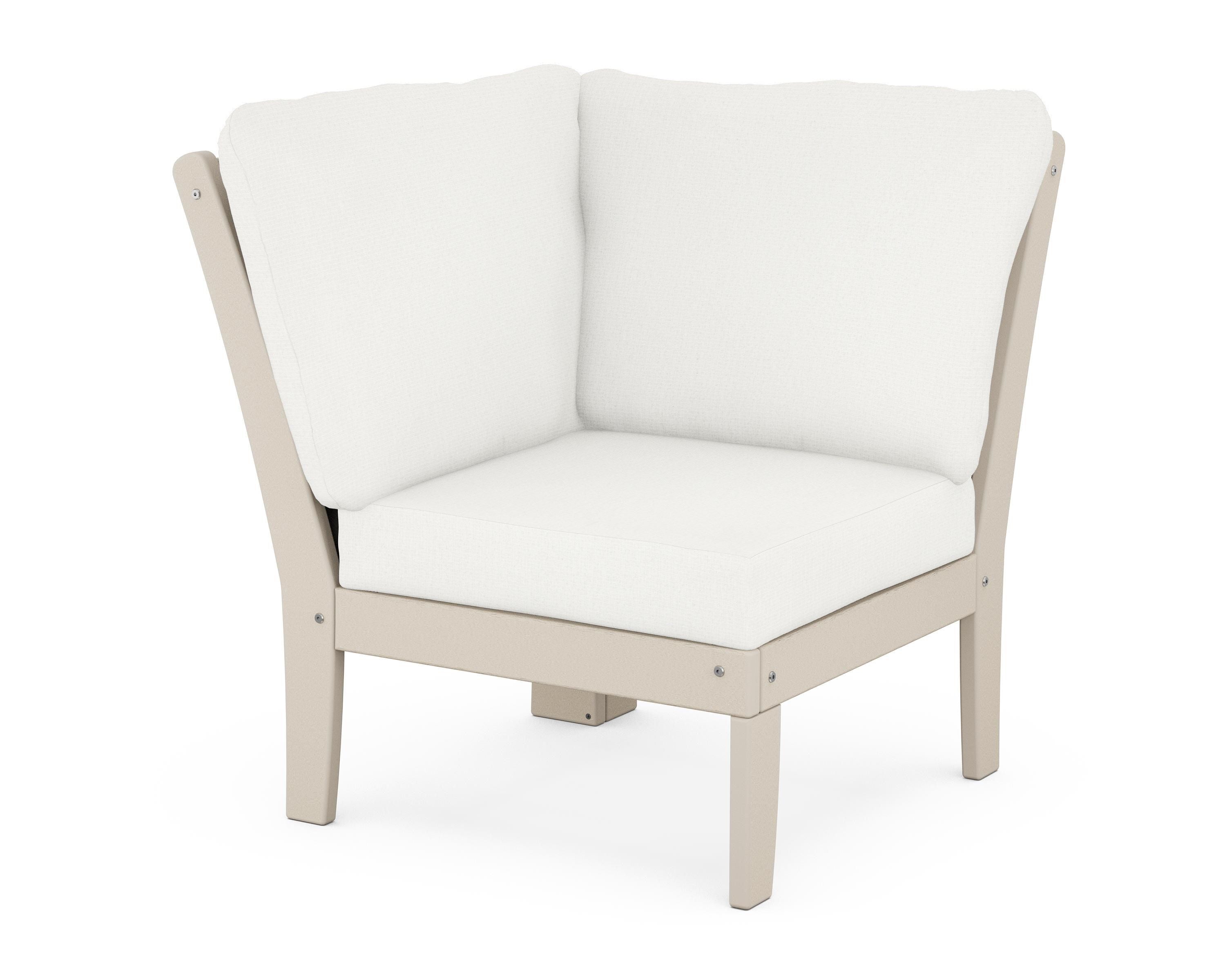 POLYWOOD® Braxton Modular Corner Chair in Sand / Natural Linen