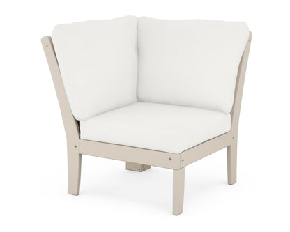 POLYWOOD® Braxton Modular Corner Chair in Sand / Natural Linen