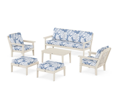 Country Living Cottage 6-Piece Lounge Sofa Set in Sand / Leaf Sky Blue