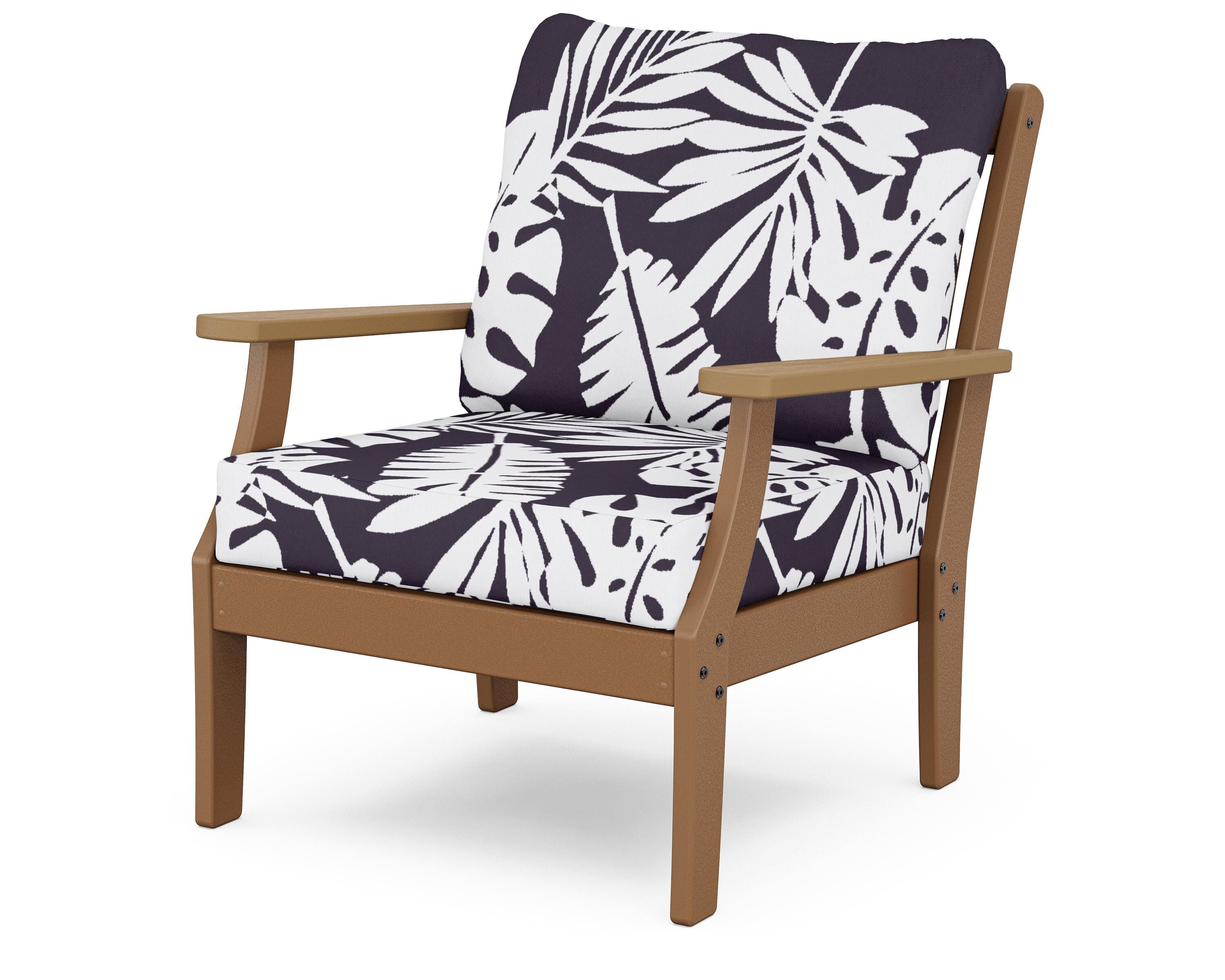 POLYWOOD® Braxton Deep Seating Chair in Teak / Natural / Leaf Navy