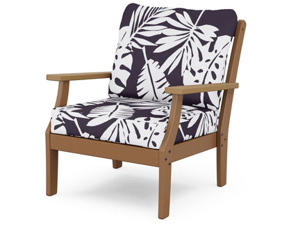 POLYWOOD® Braxton Deep Seating Chair in Teak / Natural / Leaf Navy