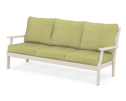 POLYWOOD® Braxton Deep Seating Sofa in Sand / Chartreuse Boucle