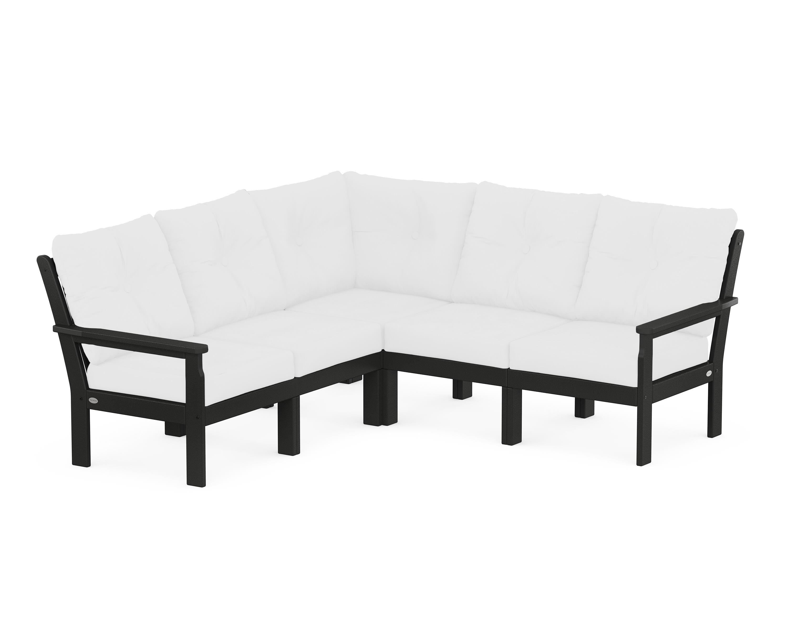 POLYWOOD® Vineyard 5-Piece Sectional in Black / Natural