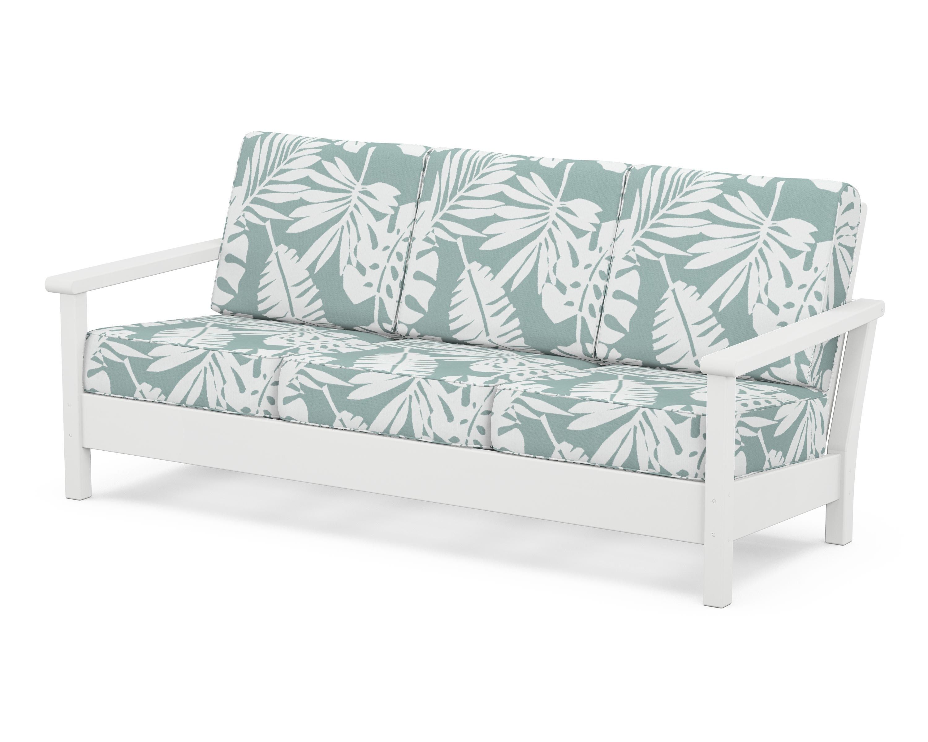POLYWOOD® Harbour Deep Seating Sofa in White / Leaf Glacier Spa