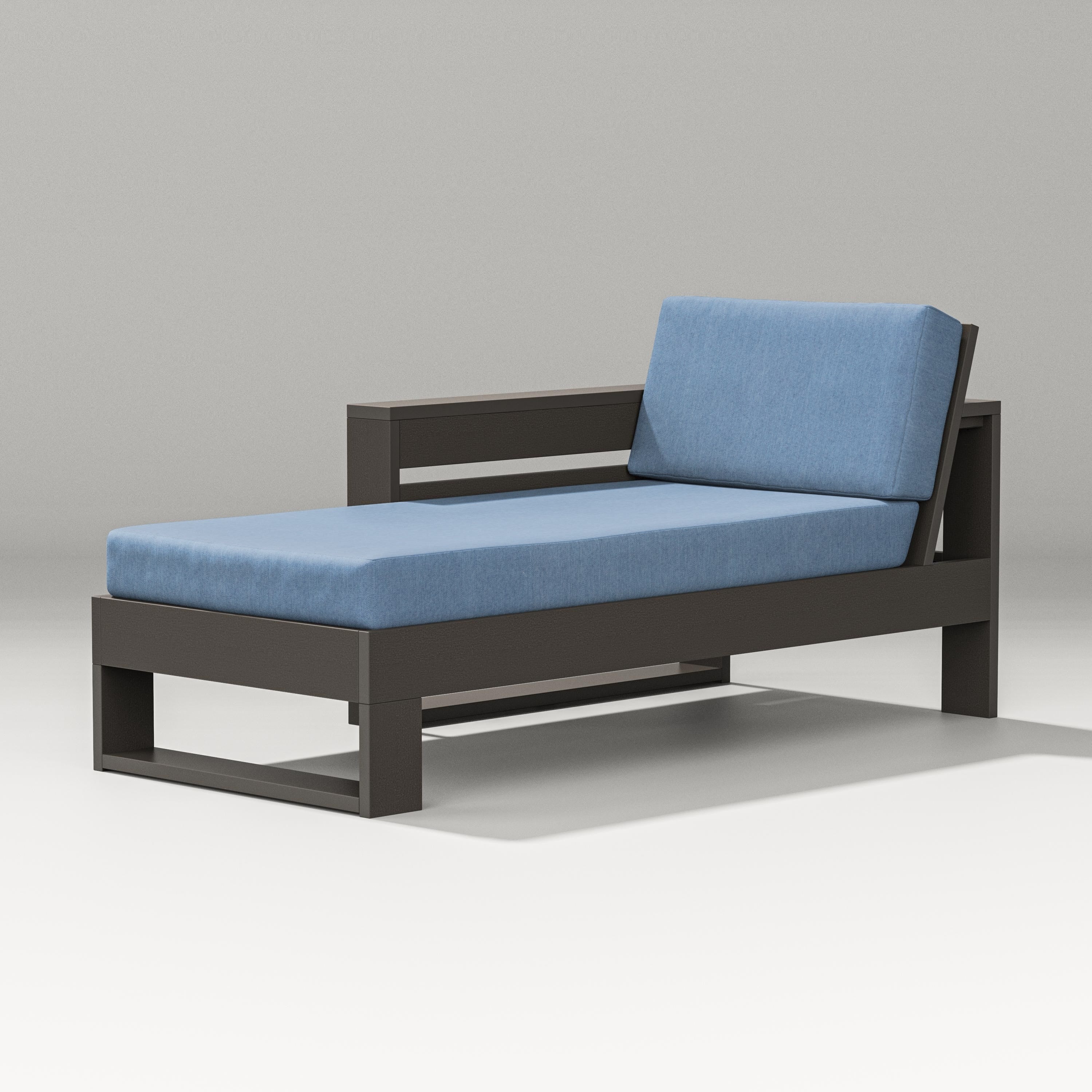PW Designer Series Latitude Modular Left Arm Chaise in Vintage Coffee / Sky Blue