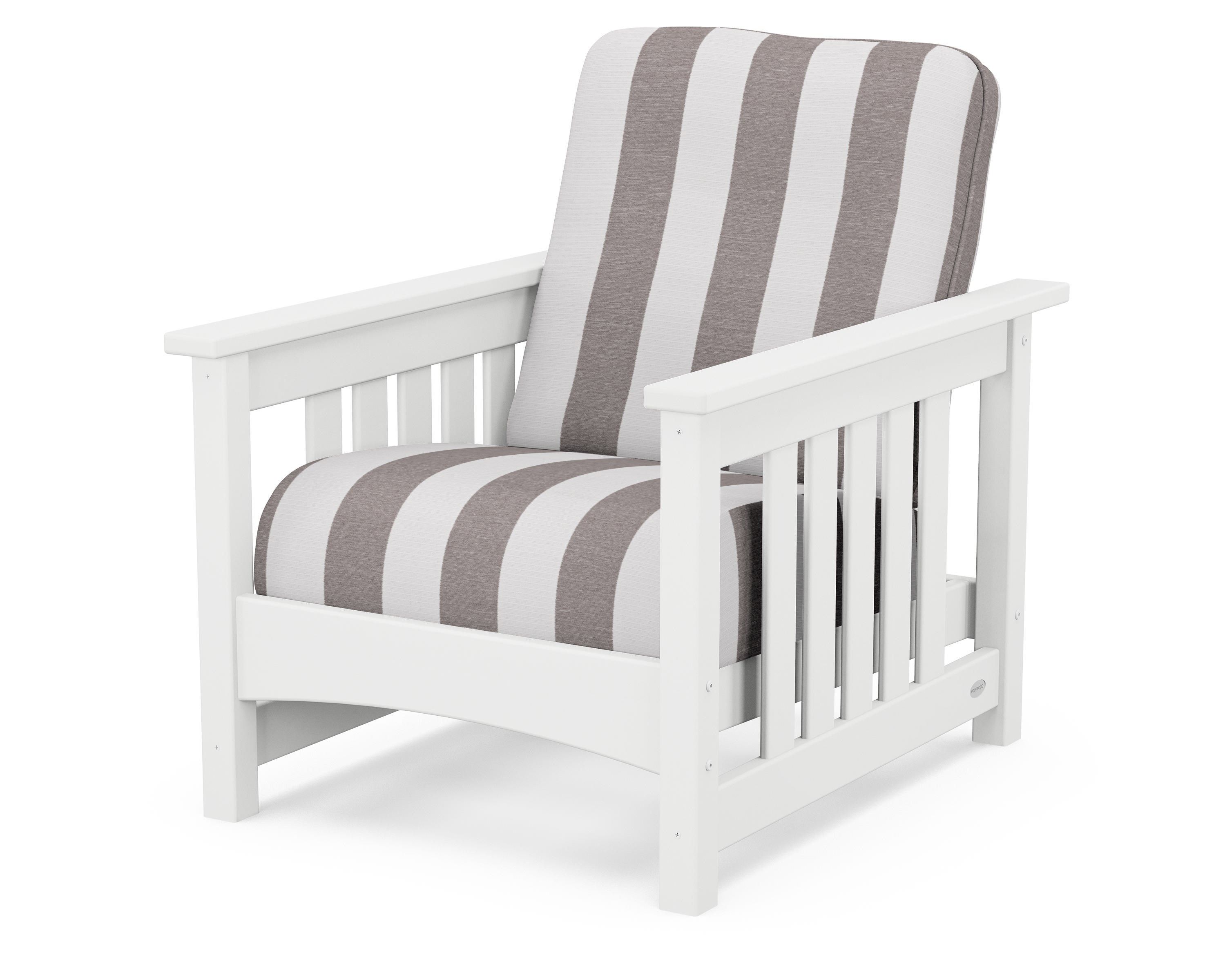 POLYWOOD® Club Mission Chair in White / Cabana Stripe Grey Mist