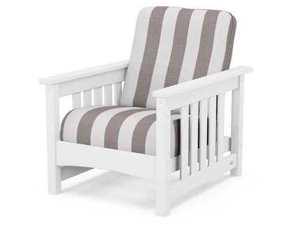 POLYWOOD® Club Mission Chair in White / Cabana Stripe Grey Mist