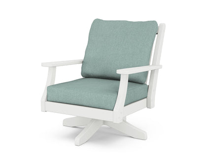 Country Living Wovendale Deep Seating Swivel Chair in White / Glacier Spa