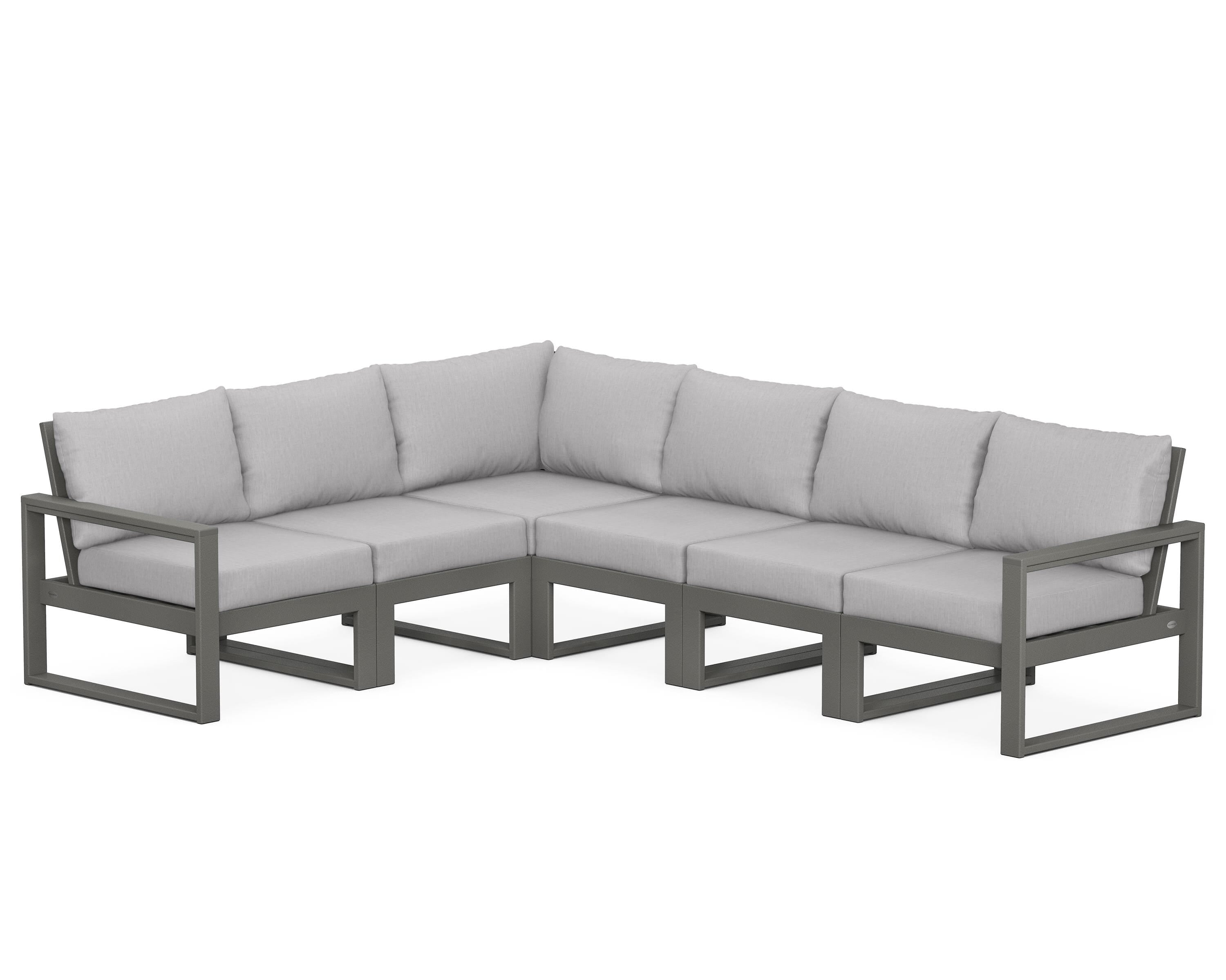 POLYWOOD® EDGE 6-Piece Modular Deep Seating Set in Slate Grey / Granite