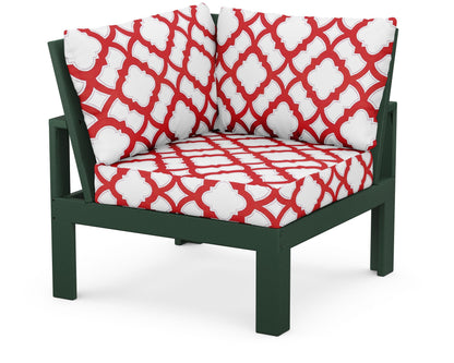 Unbranded Modular Corner Chair in Green / Trellis Crimson
