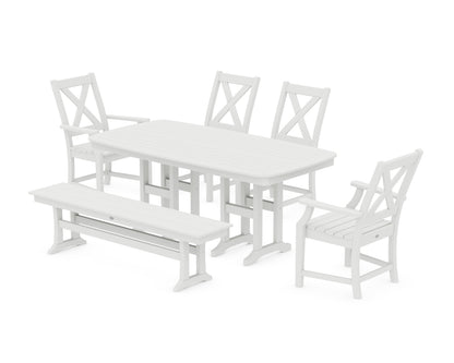 POLYWOOD® Braxton 6-Piece Dining Set with Bench in White