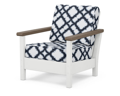 POLYWOOD® Harbour Deep Seating Chair in White / Kona / Trellis Marine Indigo