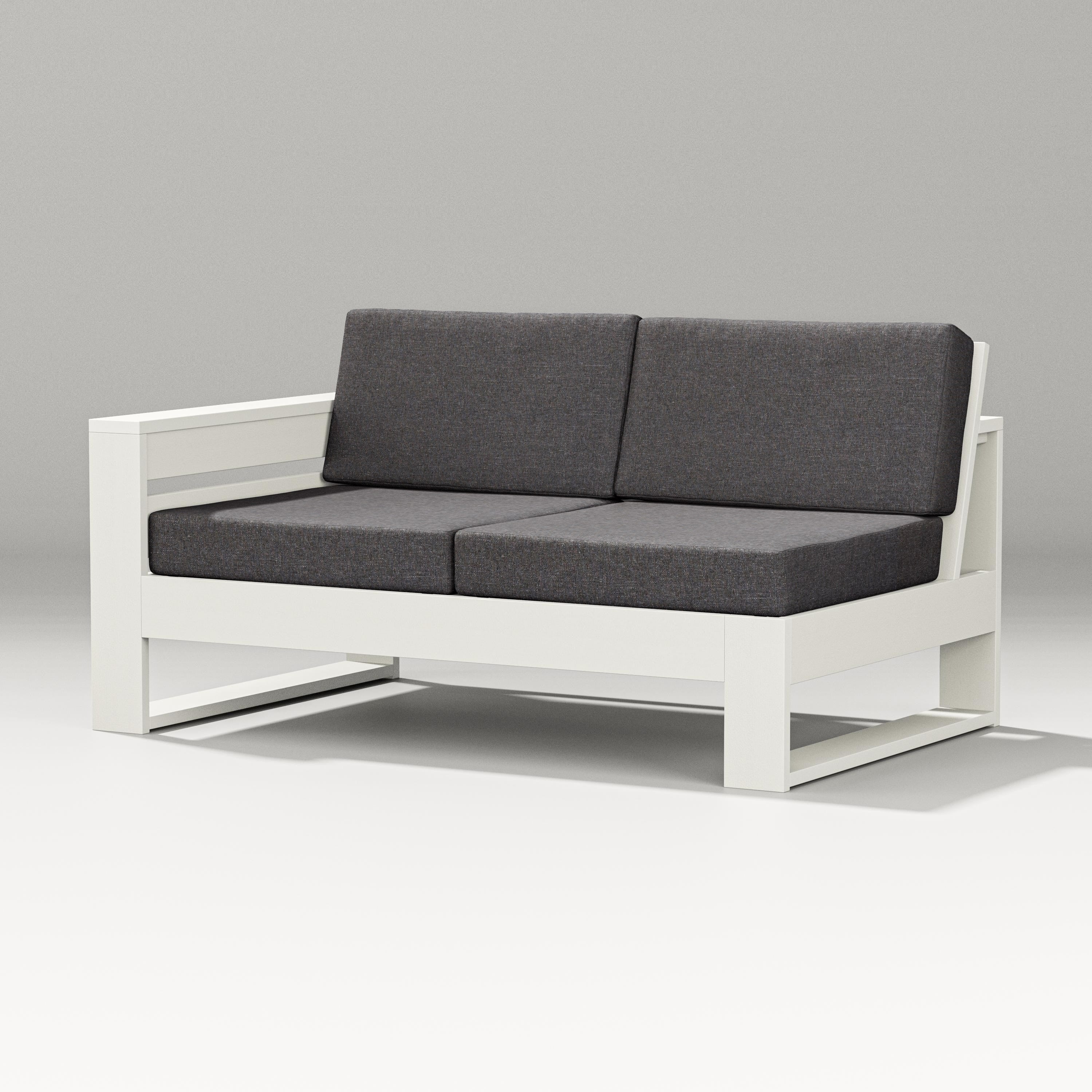 PW Designer Series Latitude Modular Left Arm Loveseat in Vintage White / Ash Charcoal