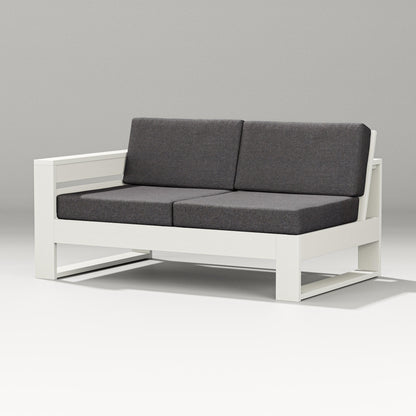 PW Designer Series Latitude Modular Left Arm Loveseat in Vintage White / Ash Charcoal