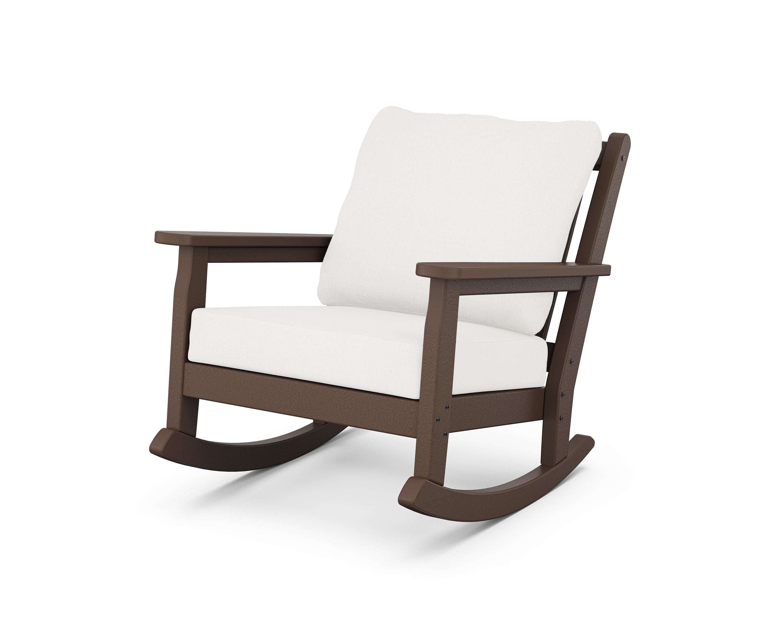 POLYWOOD® Chippendale Deep Seating Rocking Chair in Mahogany / Natural Linen