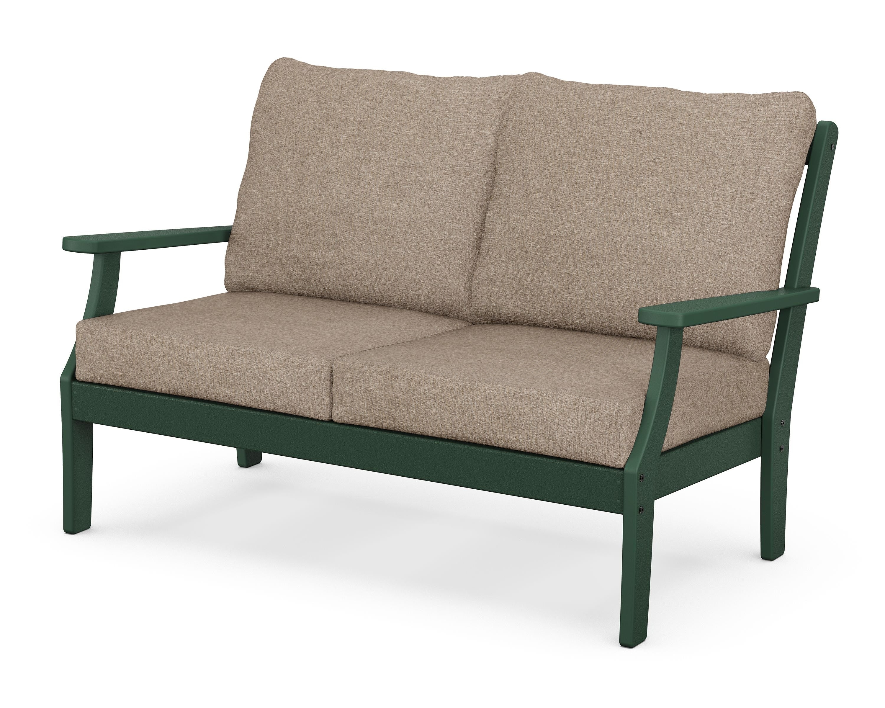 POLYWOOD® Braxton Deep Seating Loveseat in Green / Spiced Burlap