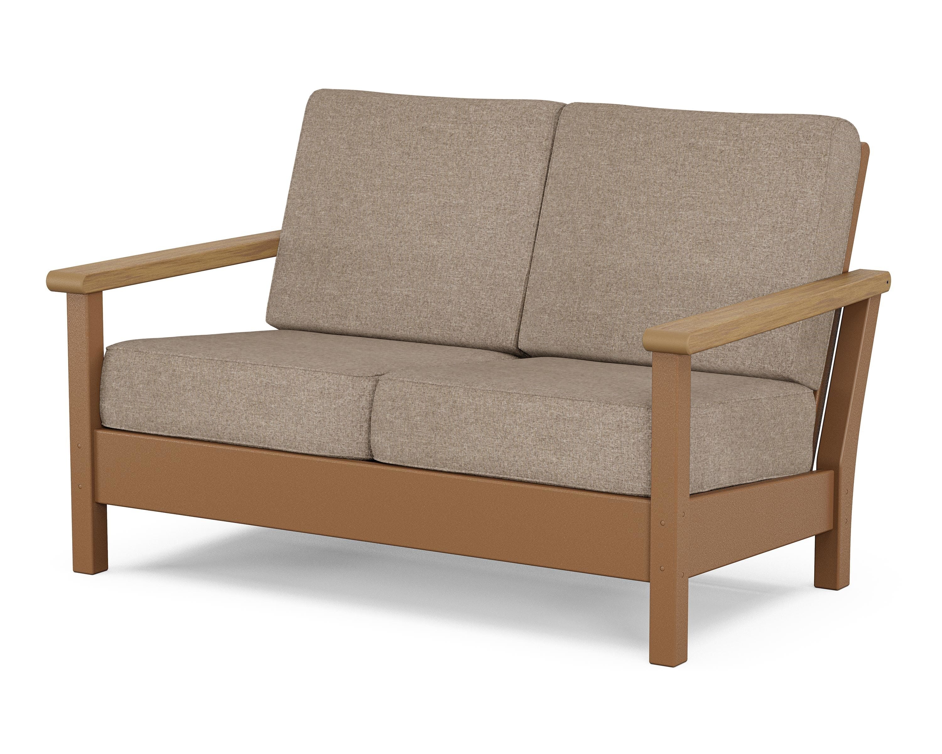 POLYWOOD® Harbour Deep Seating Loveseat in Teak / Natural / Spiced Burlap