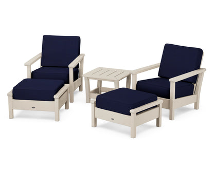 POLYWOOD® Harbour 5-Piece Deep Seating Chair Set in Sand / Navy
