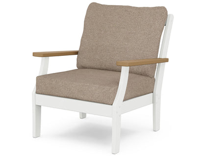POLYWOOD® Braxton Deep Seating Chair in White / Natural / Spiced Burlap