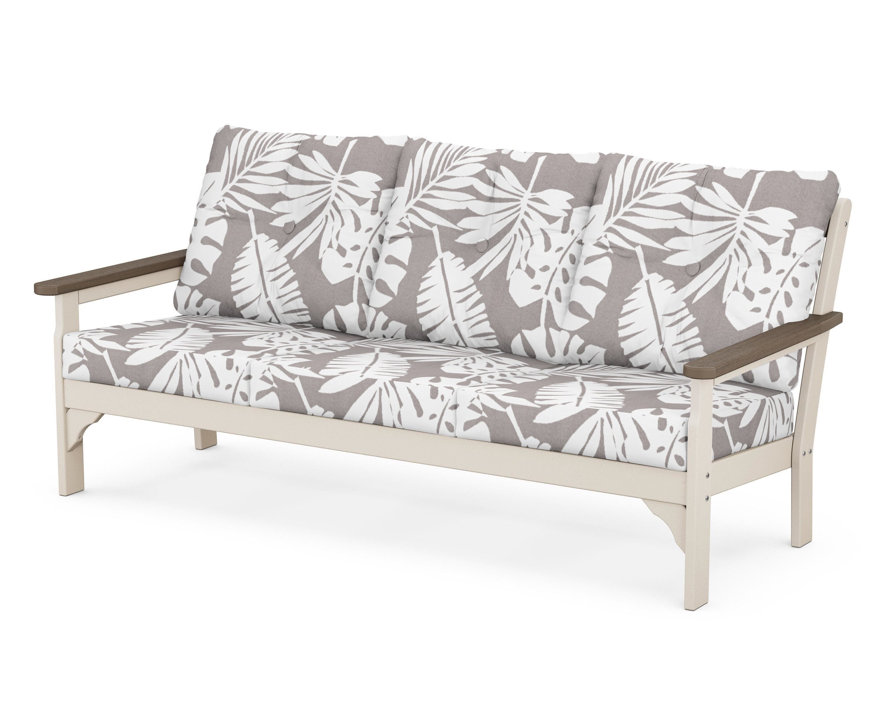 POLYWOOD® Vineyard Deep Seating Sofa in Sand / Kona / Leaf Grey Mist