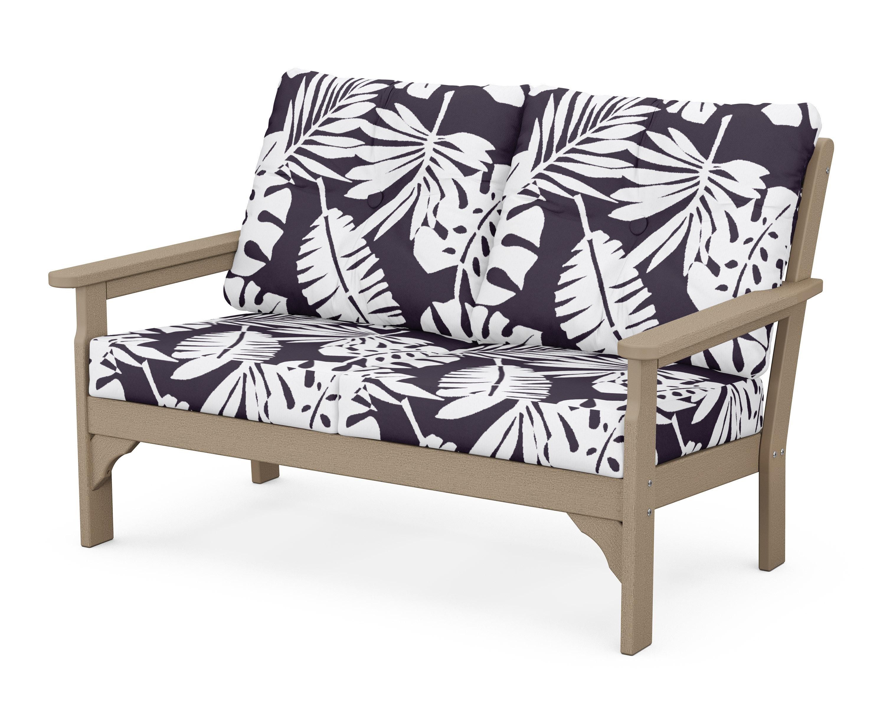 POLYWOOD® Vineyard Deep Seating Loveseat in Vintage Sahara / Leaf Navy