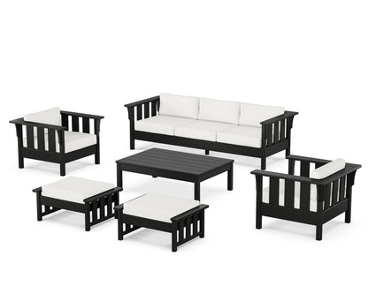 Martha Stewart by POLYWOOD® Acadia 6-Piece Lounge Sofa Set in Black / Natural Linen