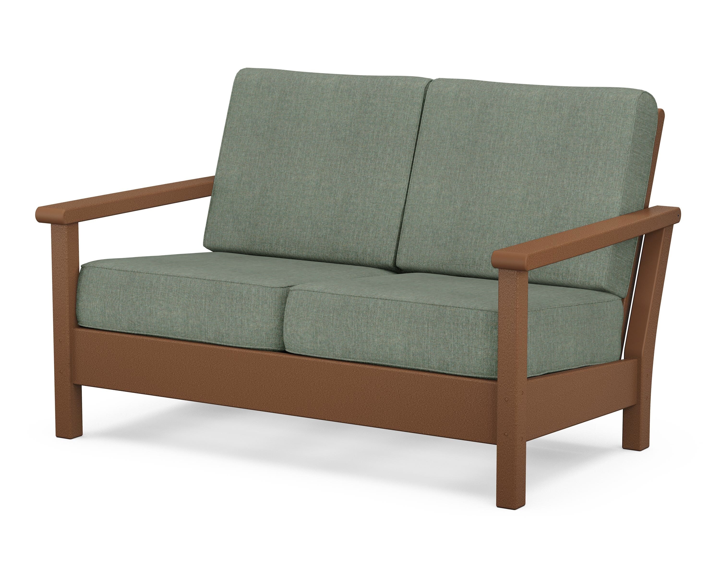 POLYWOOD® Harbour Deep Seating Loveseat in Teak / Cast Sage