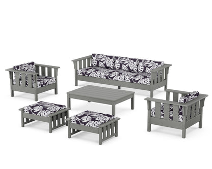 Martha Stewart by POLYWOOD® Acadia 6-Piece Lounge Sofa Set in Slate Grey / Leaf Navy