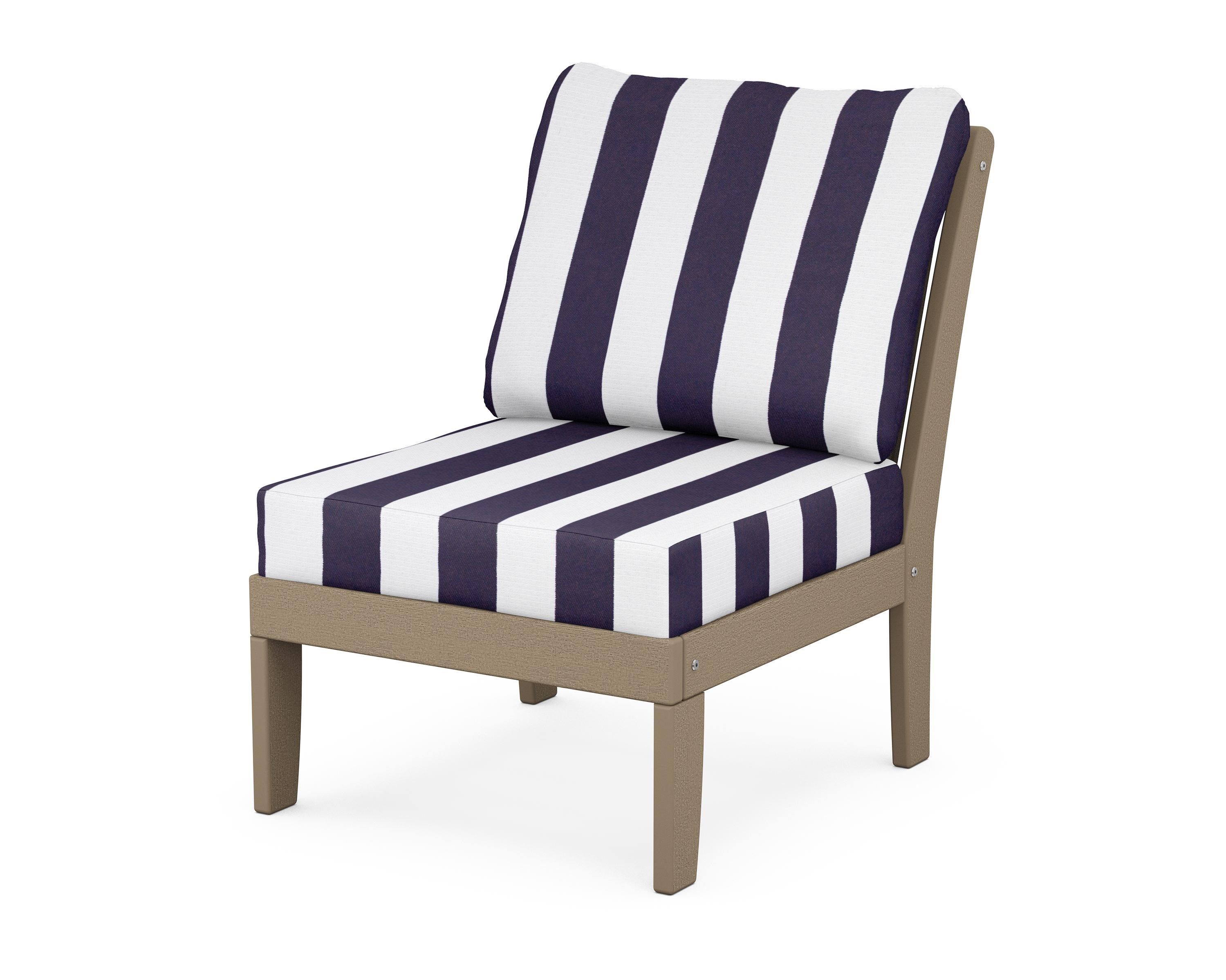 POLYWOOD® Braxton Modular Armless Chair in Vintage Sahara / Cabana Stripe Navy