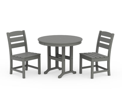 POLYWOOD® Lakeside Side Chair 3-Piece Round Dining Set in Slate Grey